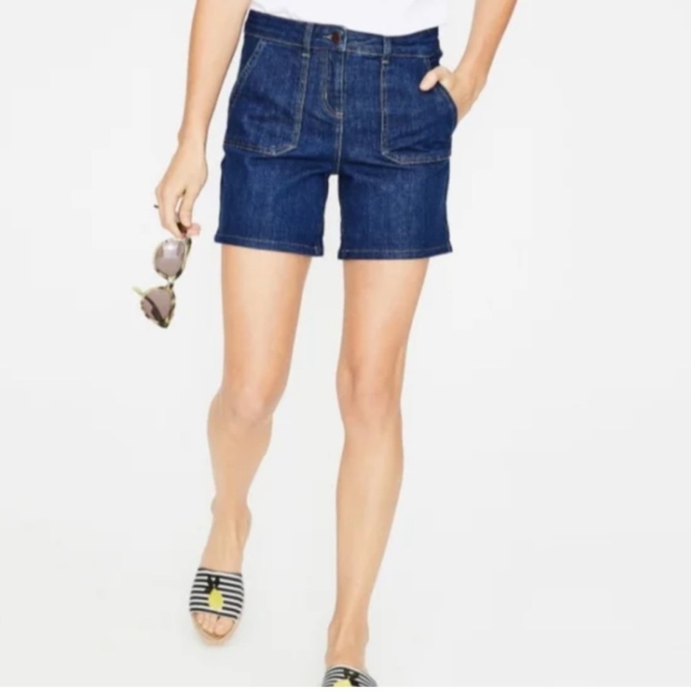 Boden women’s Karin high waisted denim jean Bermuda shorts size 10